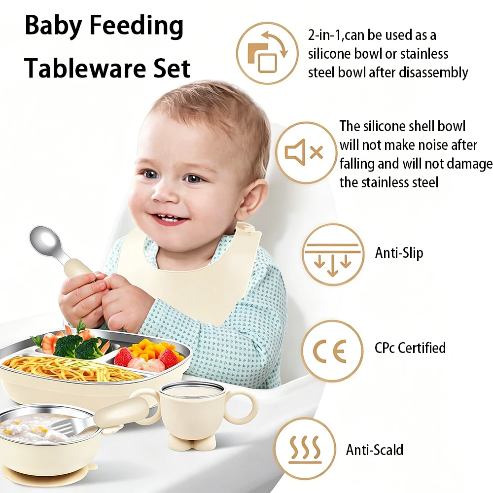 6-piece stainless steel dinnerware set with silicone 6-piece stainless steel dinnerware set with silicone